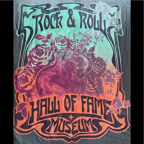 Rock & Roll Hall of Fame Ombré Grey Screen Print Short Sleeve T-shirt Size Small - Picture 2 of 7